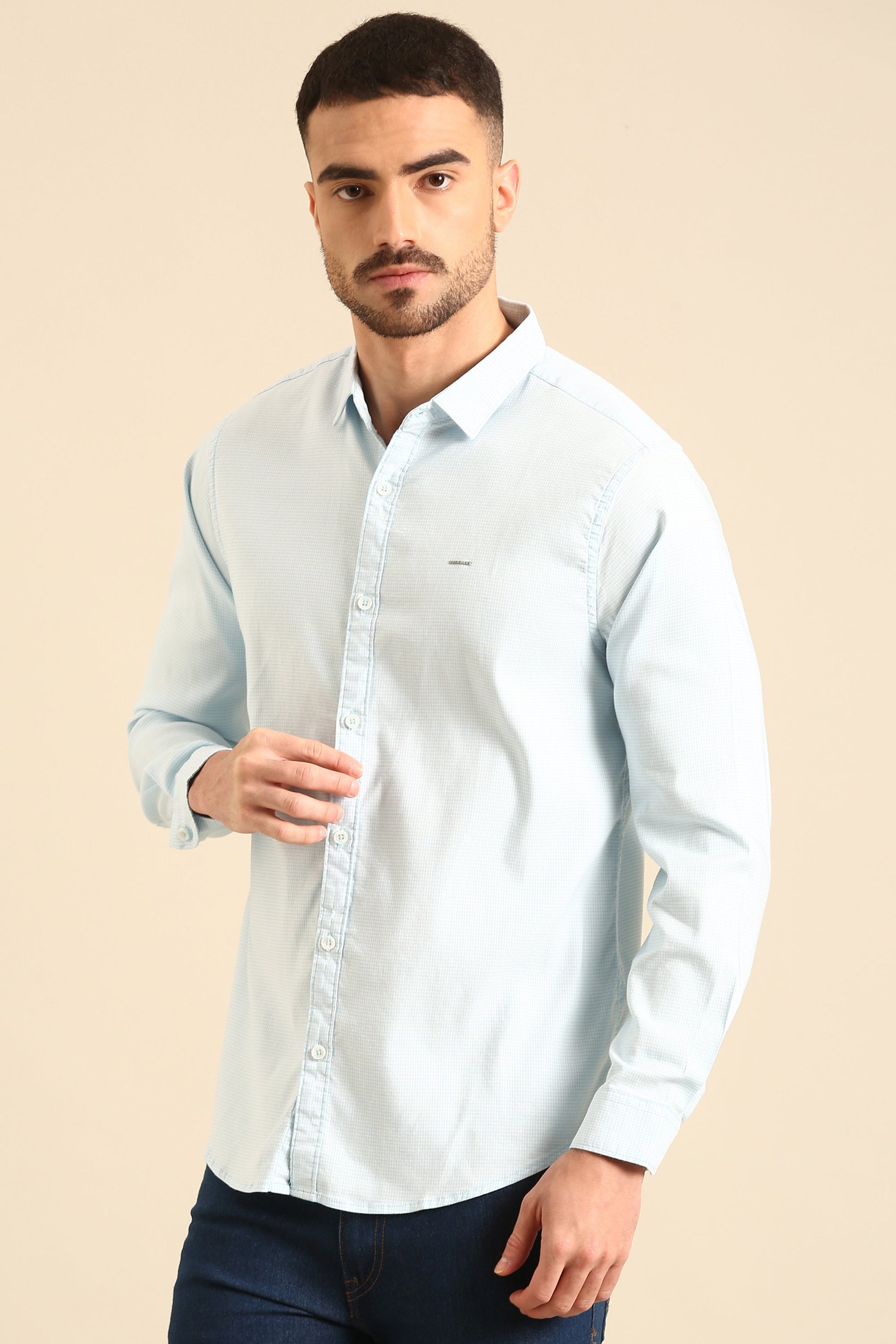 Classic Yellow Checked Full Sleeve Shirt For Men