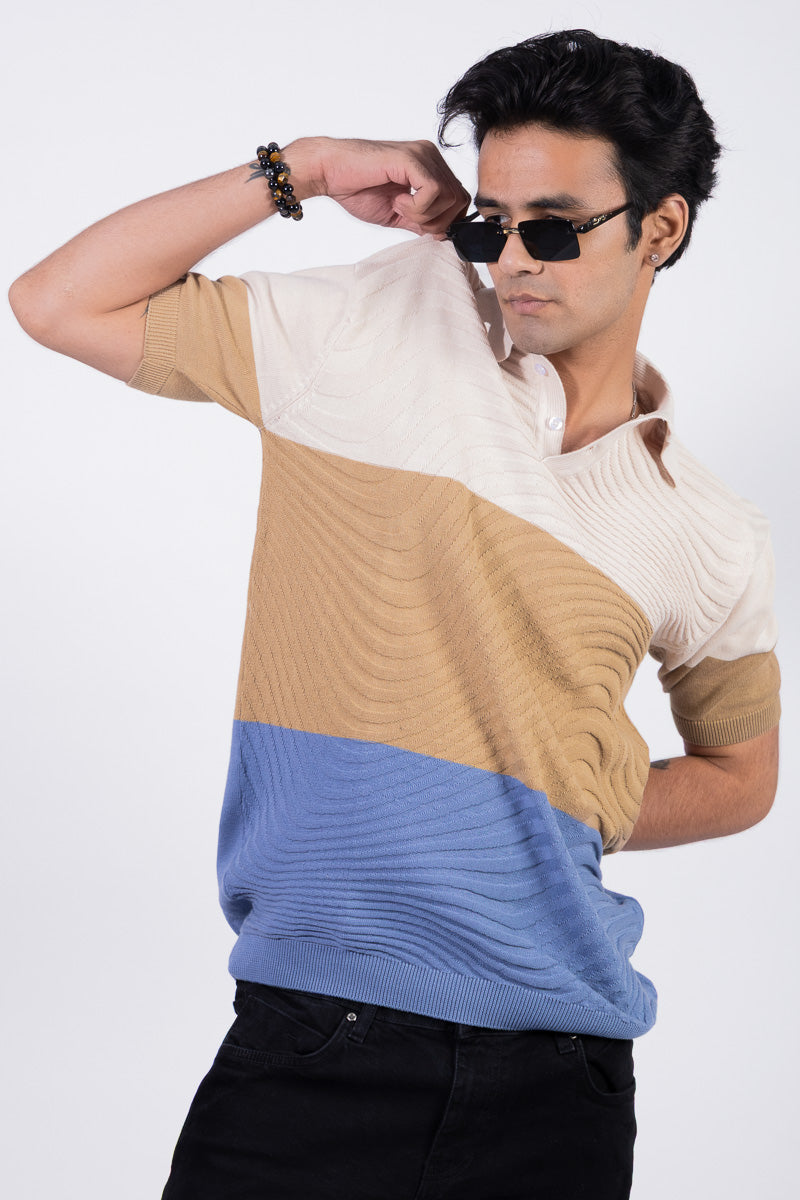 Knitted Multitonal Polo T-shirt- Unisex