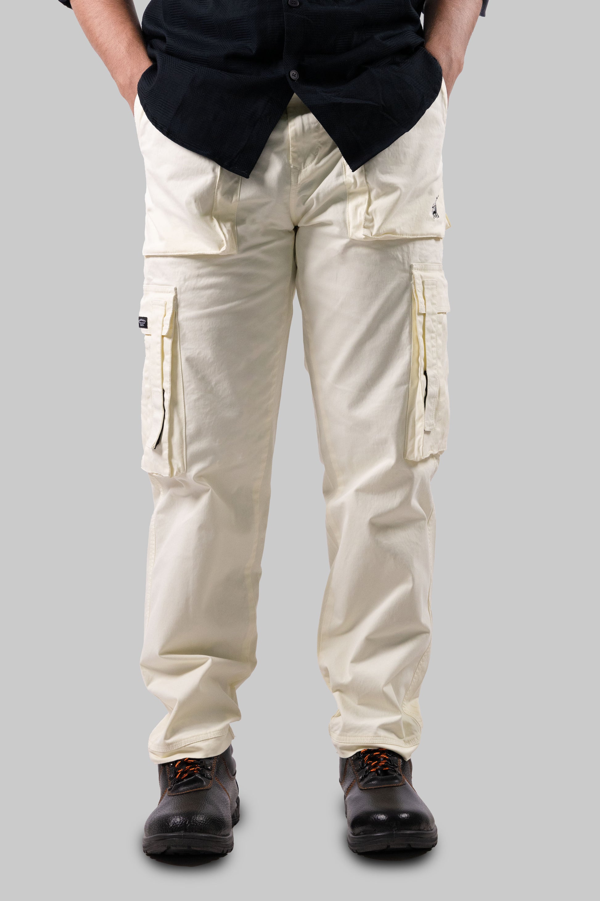 Premium Stretch Relaxed-Fit Cream Cargos