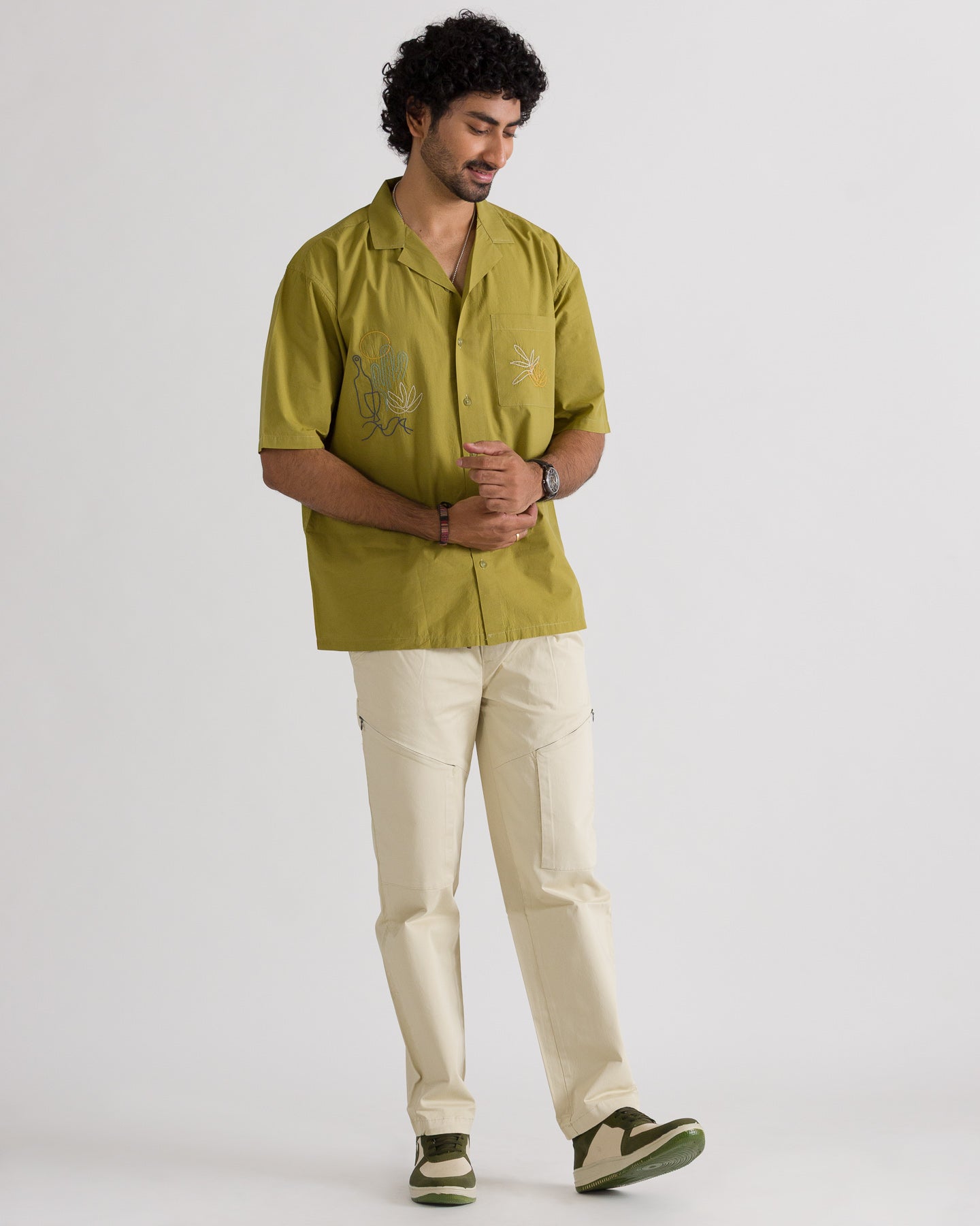 Olive Embroidered Shirt