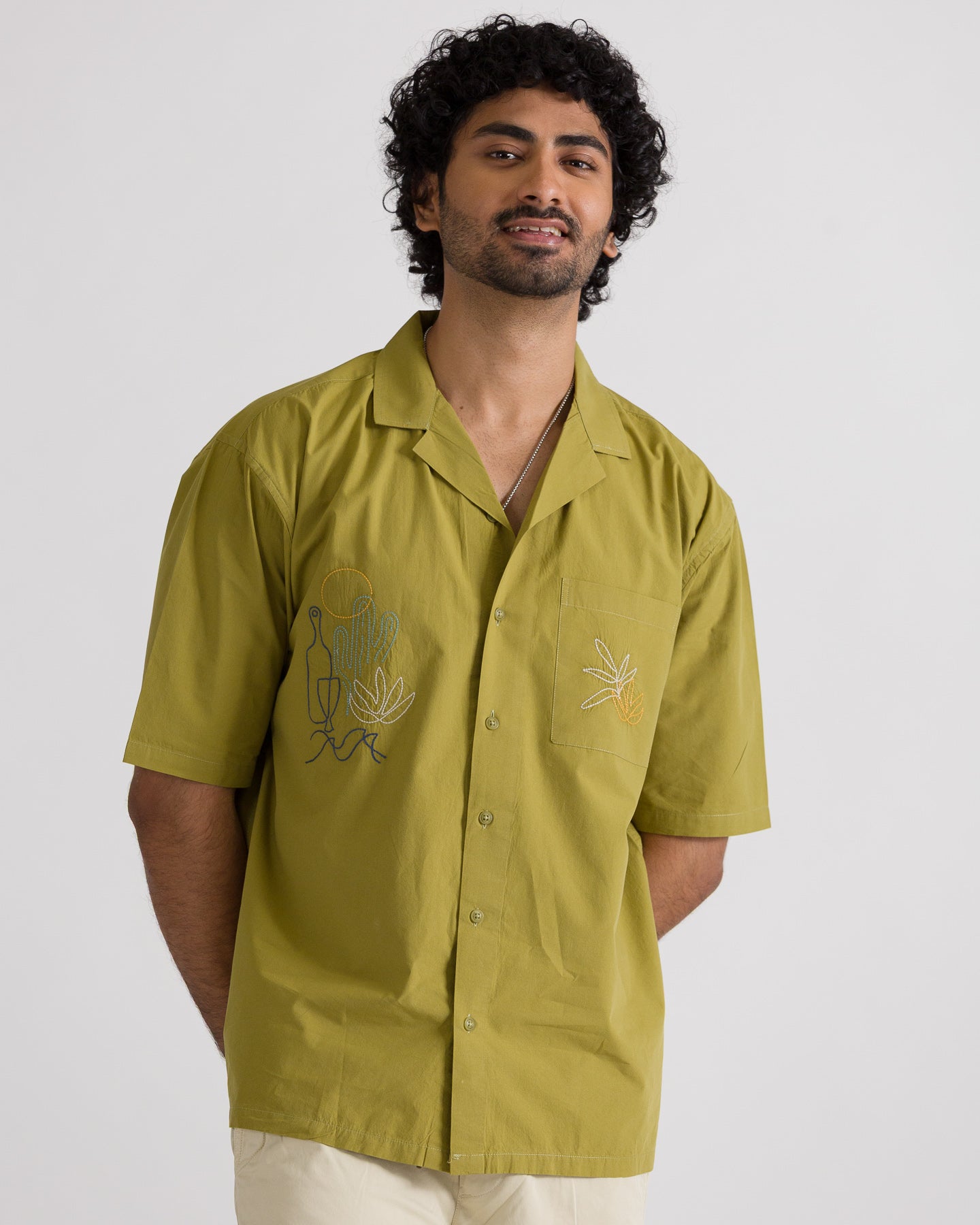 Olive Embroidered Shirt