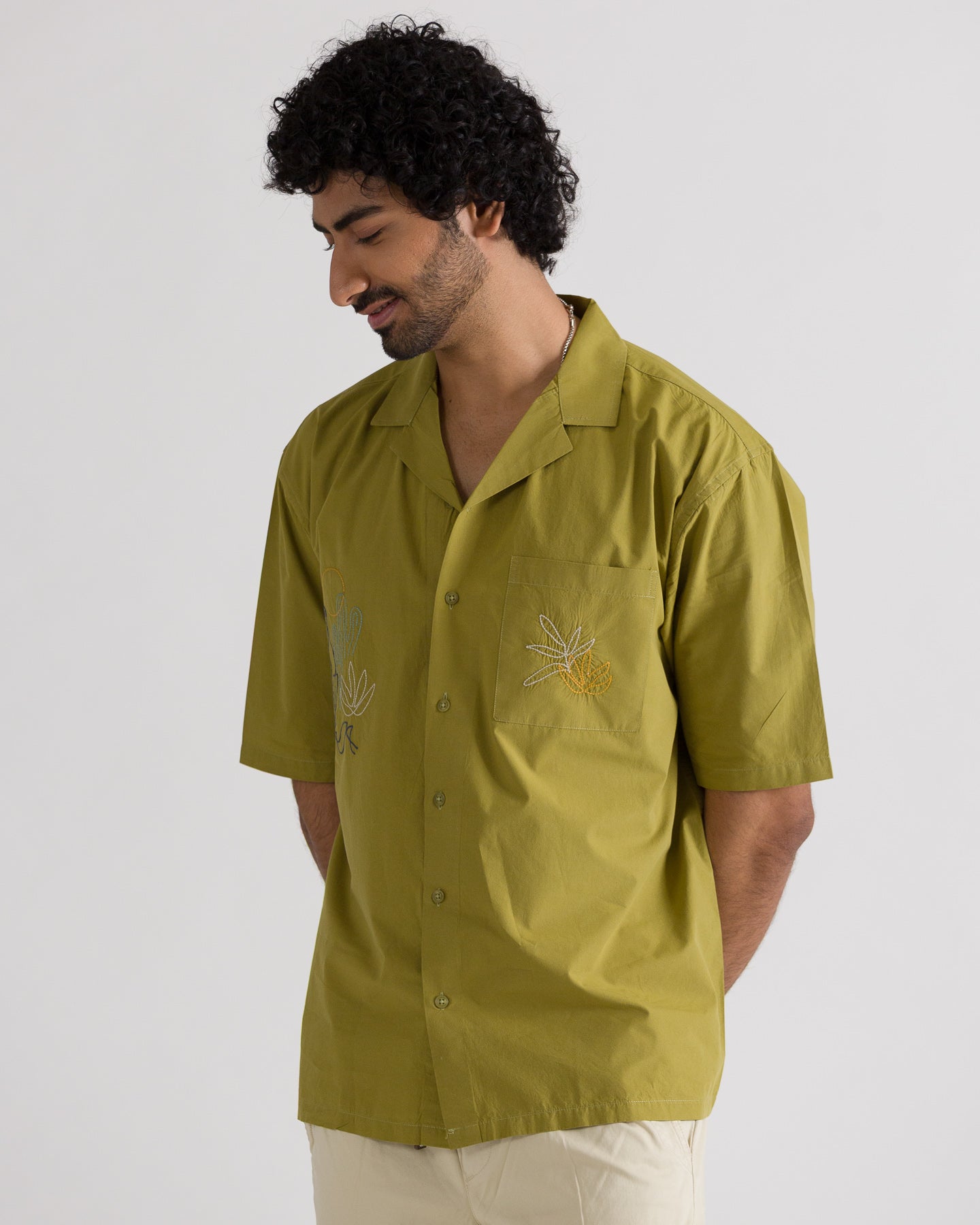 Olive Embroidered Shirt