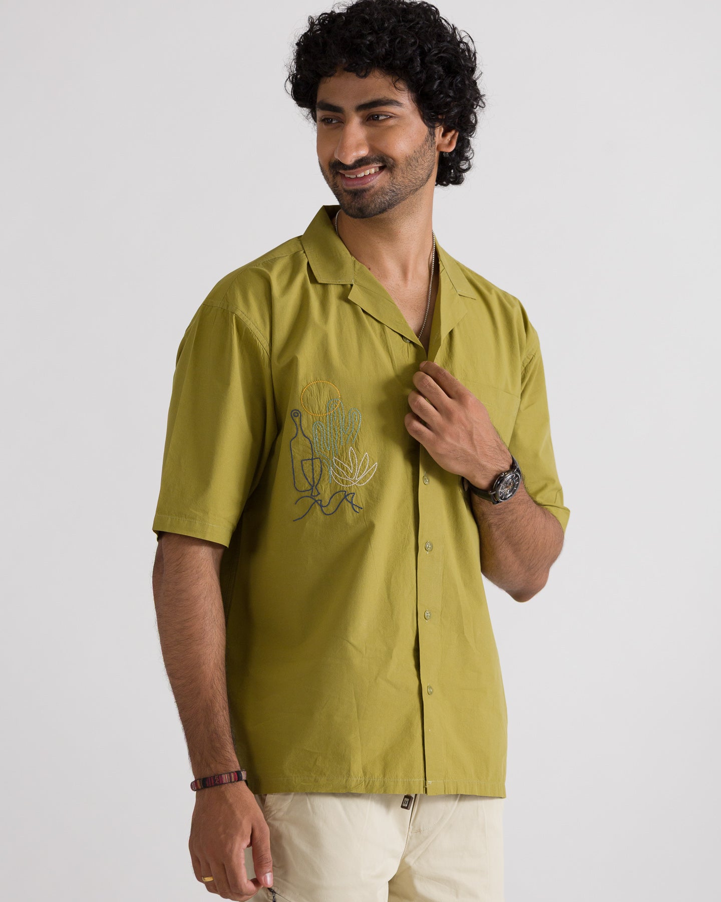 Olive Embroidered Shirt