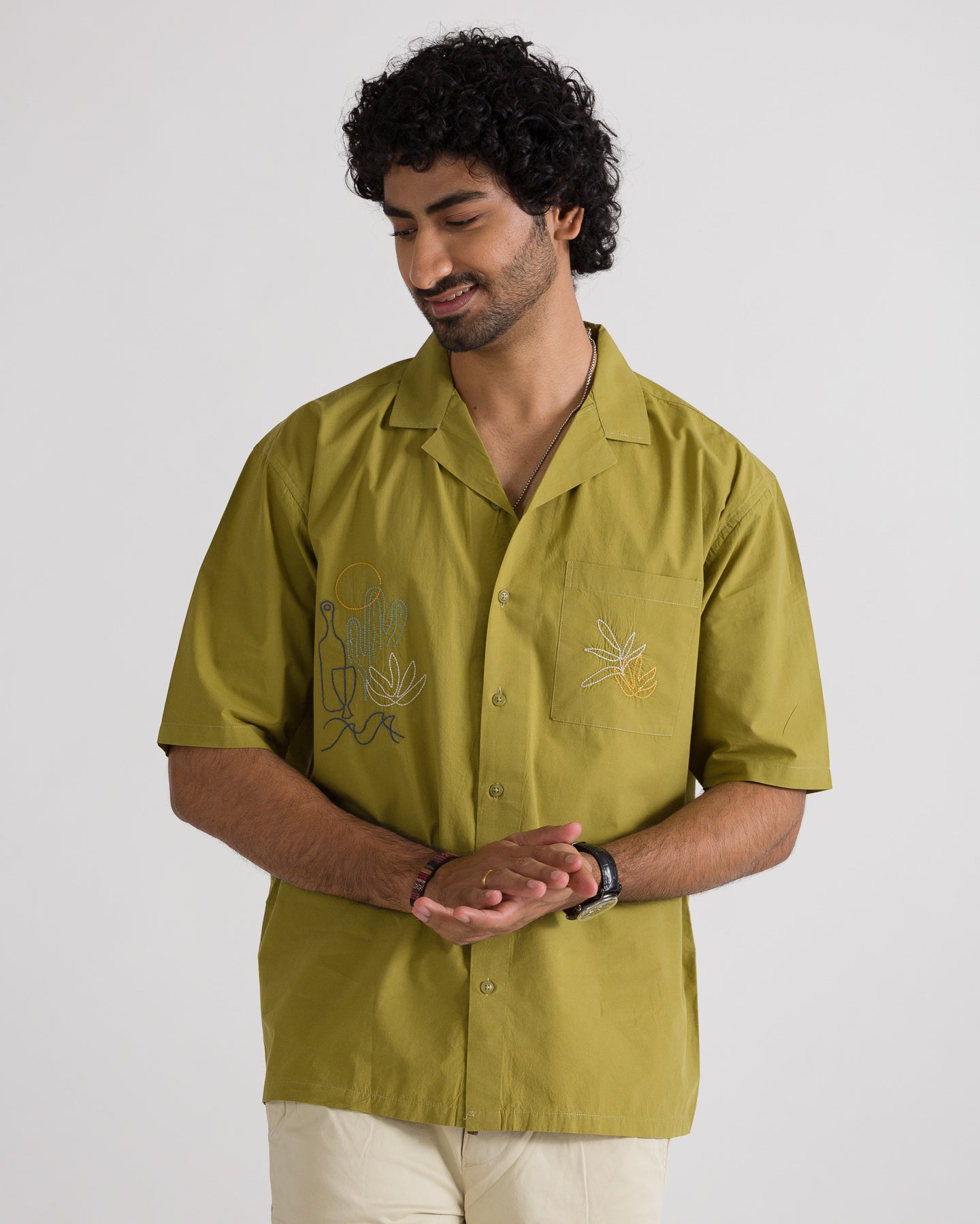 Olive Embroidered Shirt