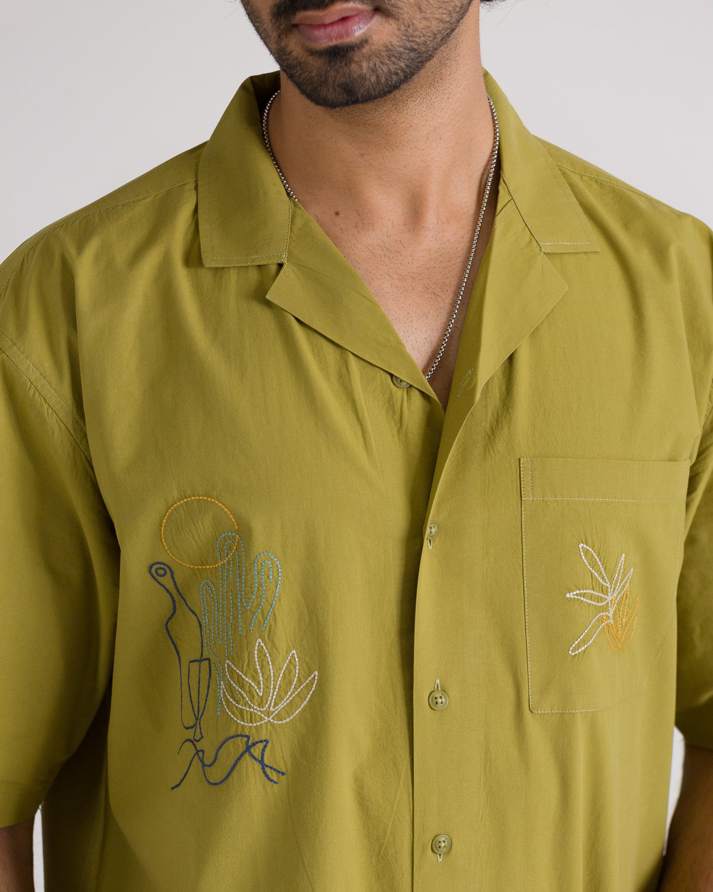 Olive Embroidered Shirt