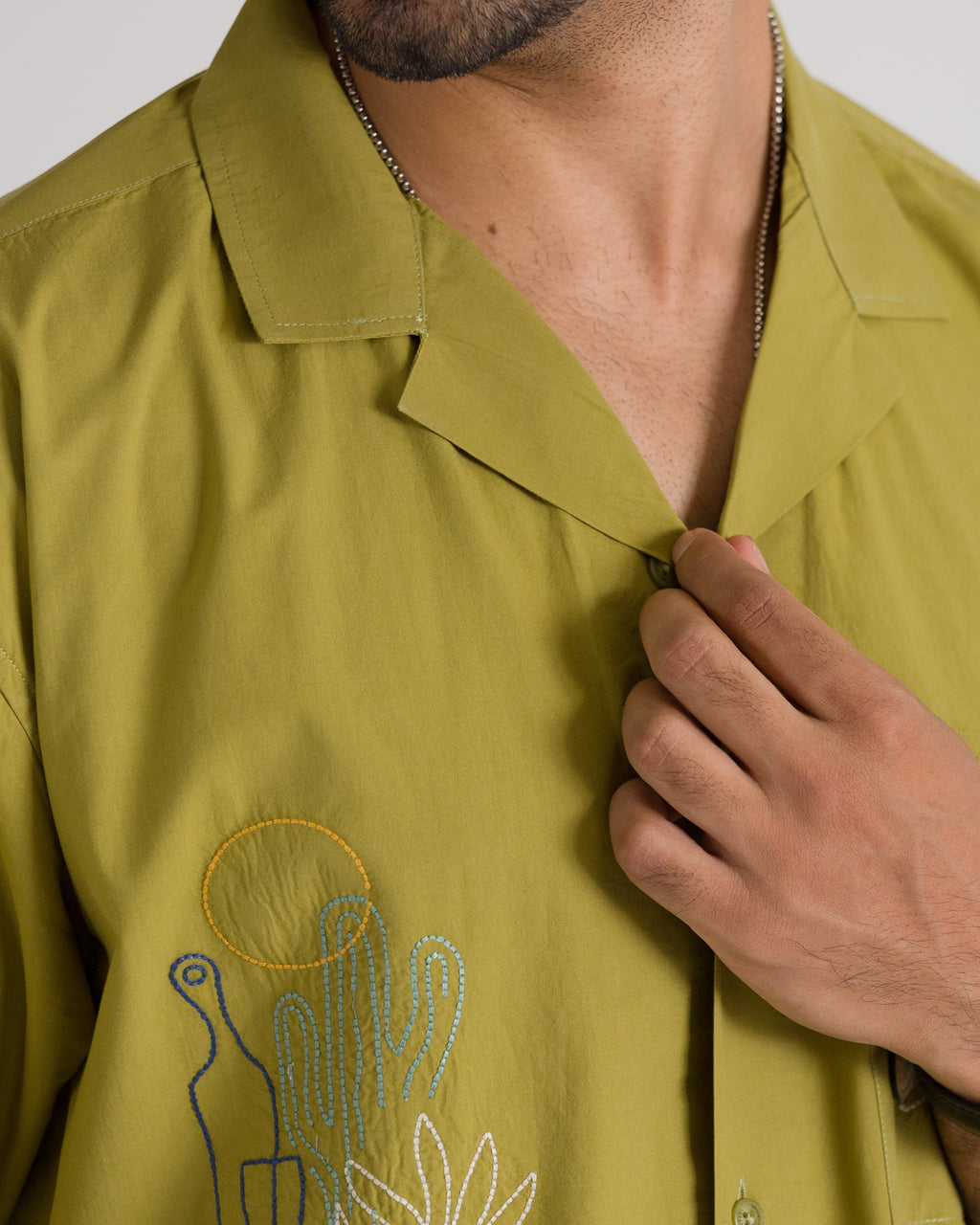 Olive Embroidered Shirt