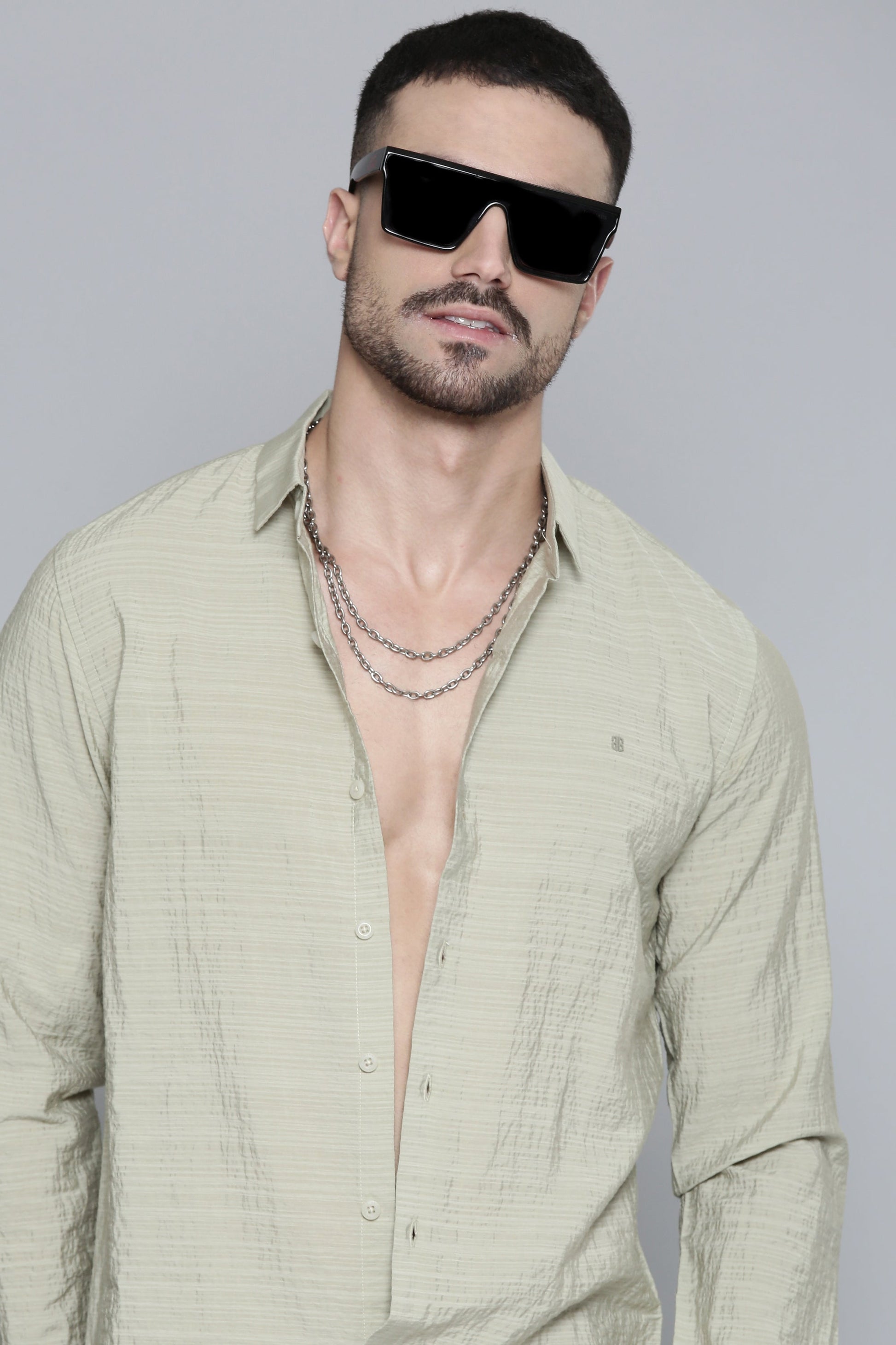 Men'S Olive Green Full Sleeve Shirt In Premium Imported Crush Fabric
