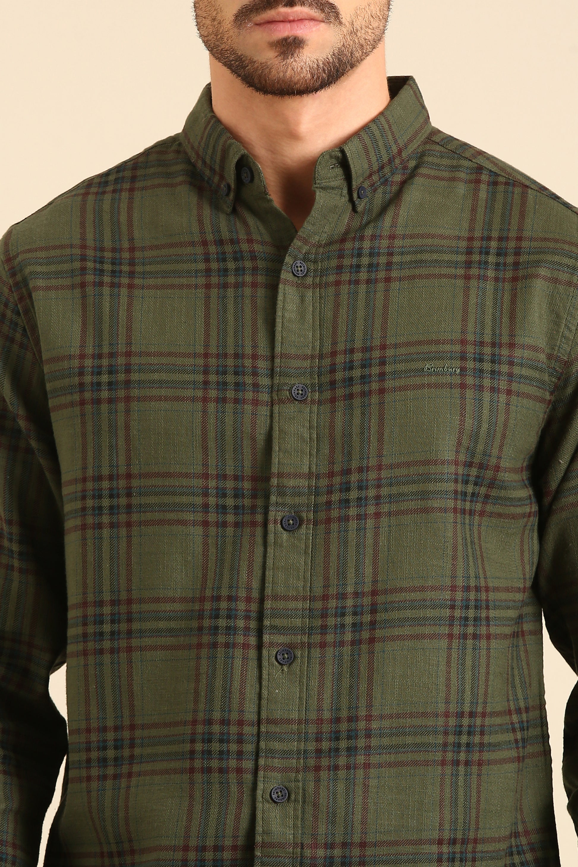 Classic Seaweed Green  Checked Full Sleeve Shirt For Men