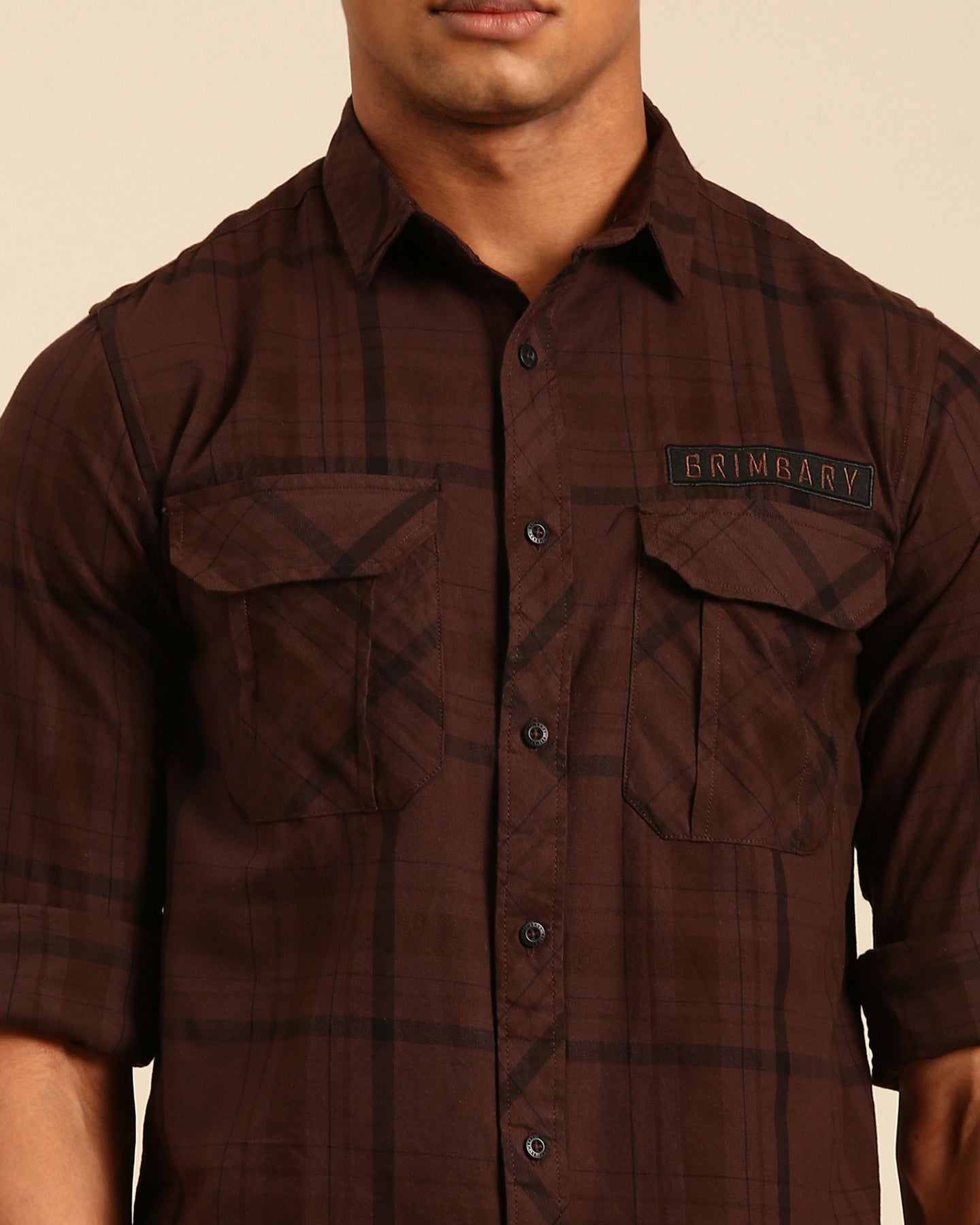 Over Yarn Dyed Tartan Plaid Brown Full Sleeve Shirt