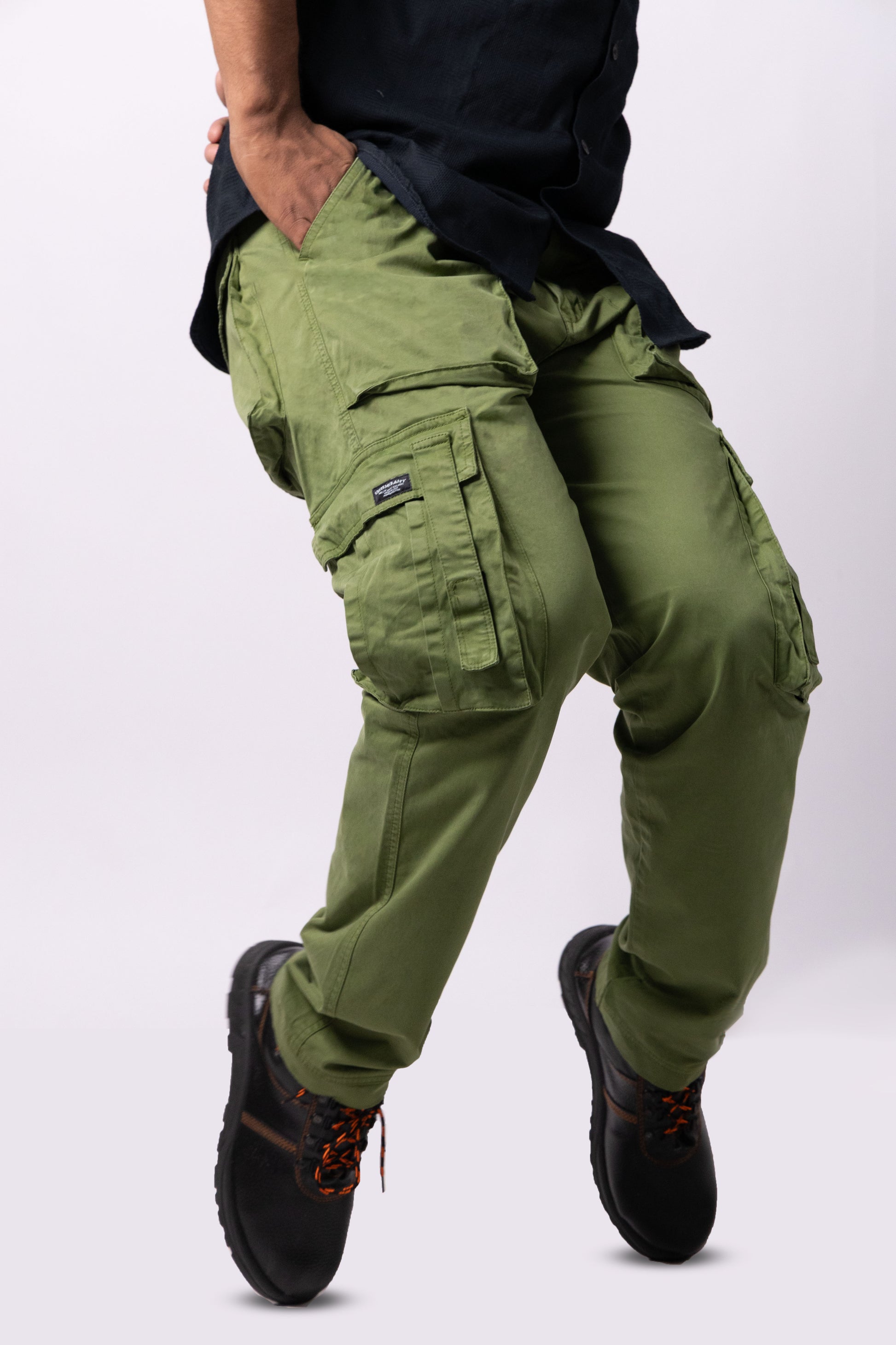 Eco-Trail Rugged Olive Green Stretch Cargo
