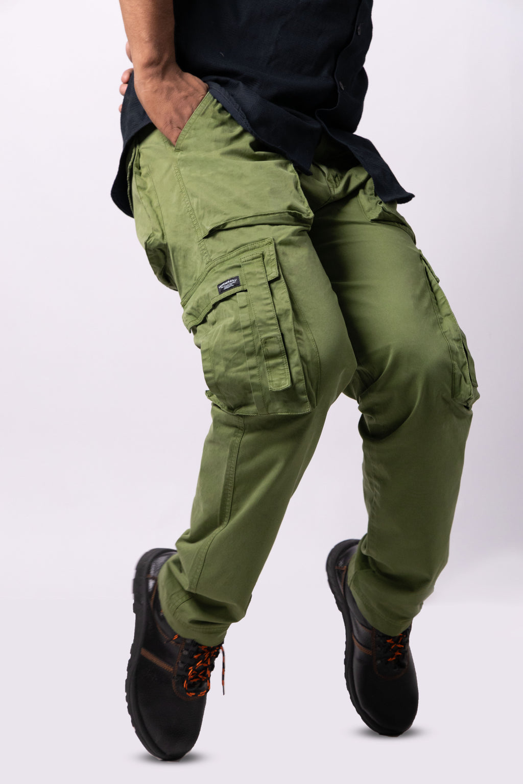 Eco-Trail Rugged Olive Green Stretch Cargo