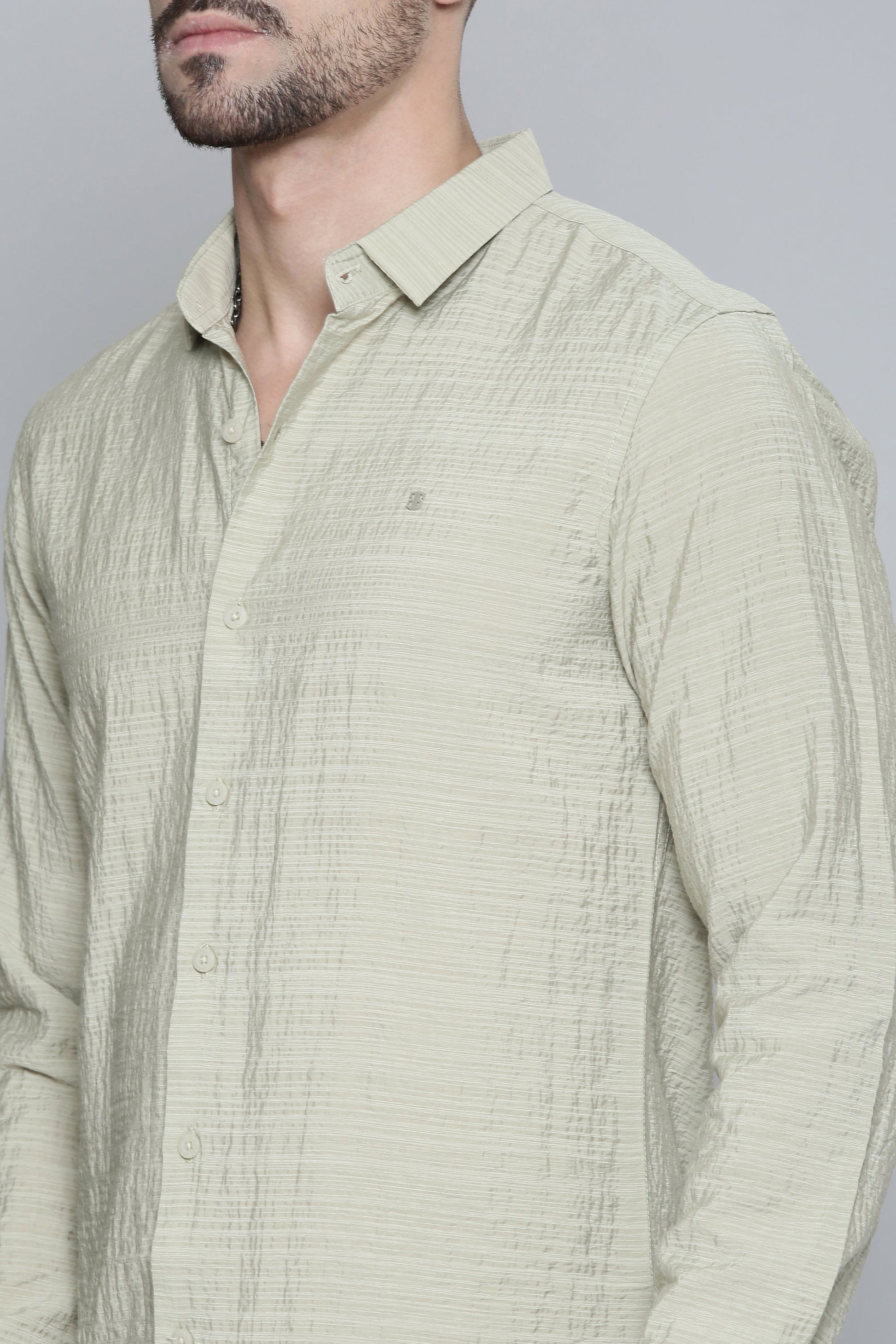 Men'S Olive Green Full Sleeve Shirt In Premium Imported Crush Fabric
