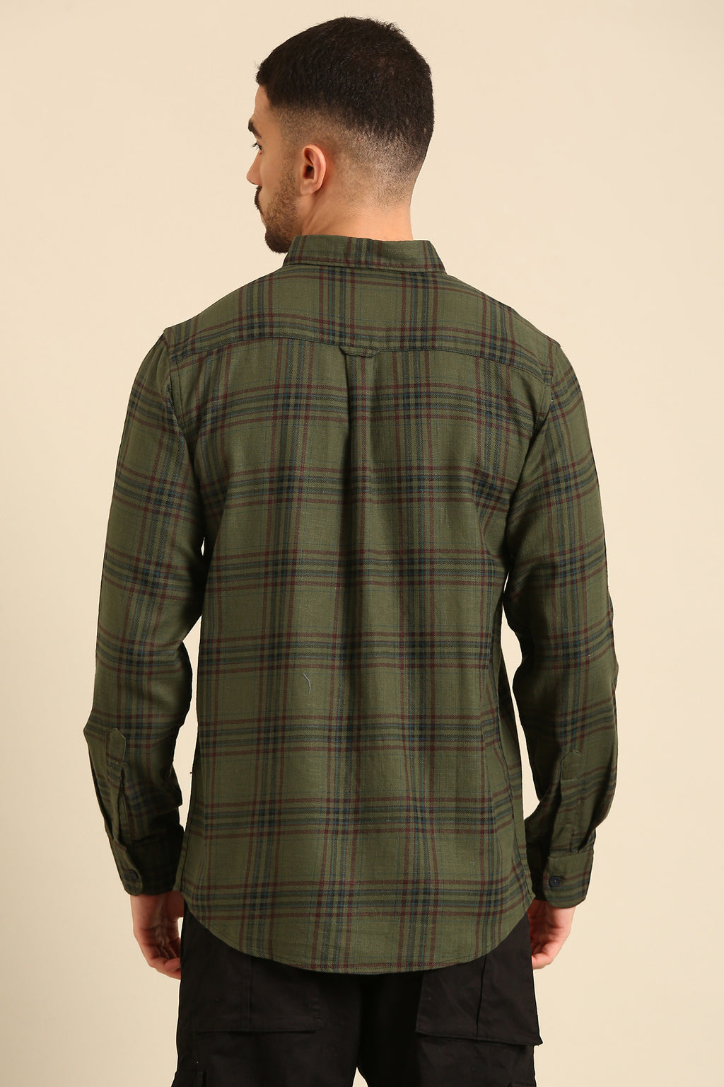 Classic Seaweed Green  Checked Full Sleeve Shirt For Men