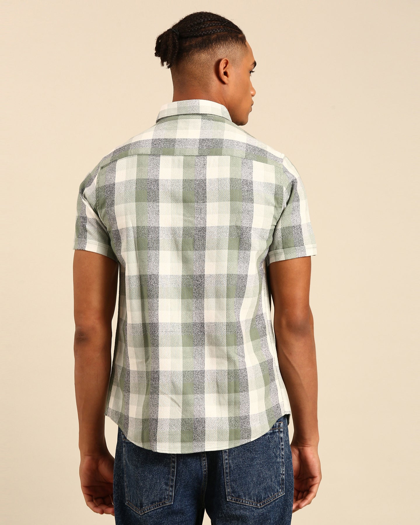 Classic Milange Mint-Green Window pane Checked Full Sleeve Shirt