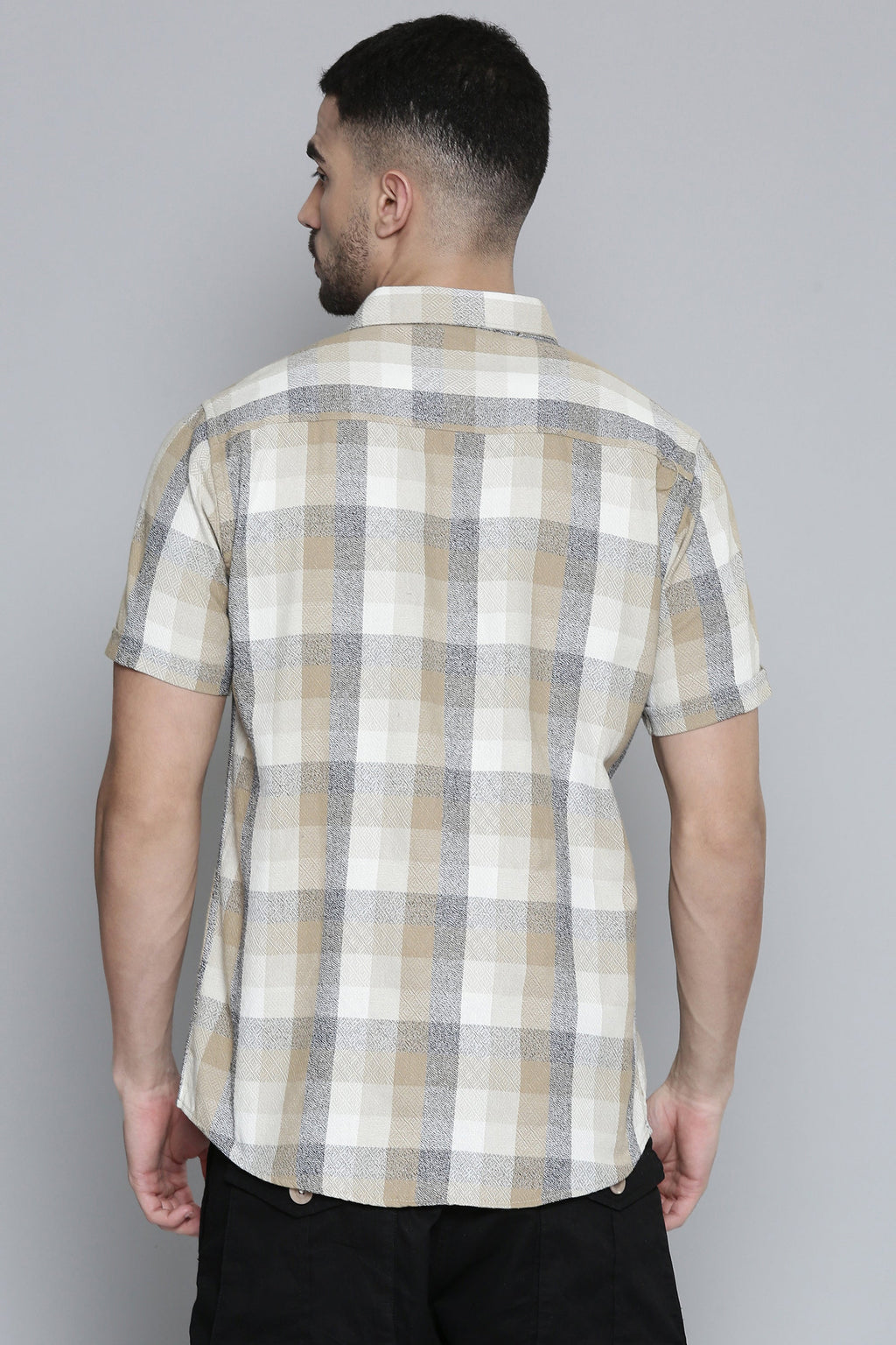 Classic Beige  Checked Full Sleeve Shirt For Men
