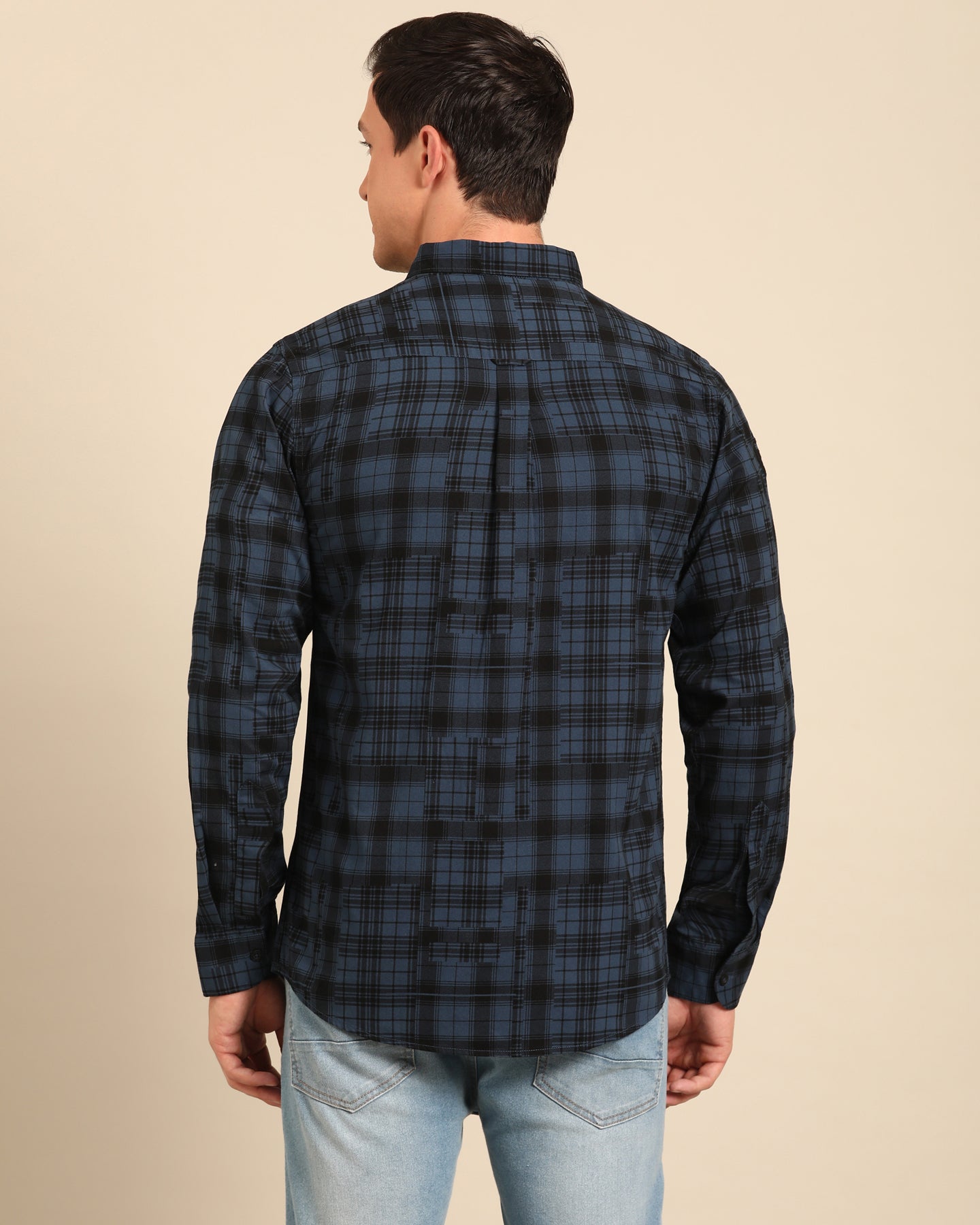 Corduroy Full Sleeve Blue and Black Tartan Plaid Checks