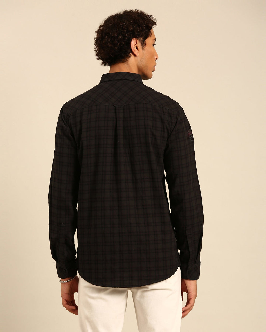 Over Yarn Dyed Tartan Plaid Navy Blue Full Sleeve Shirt