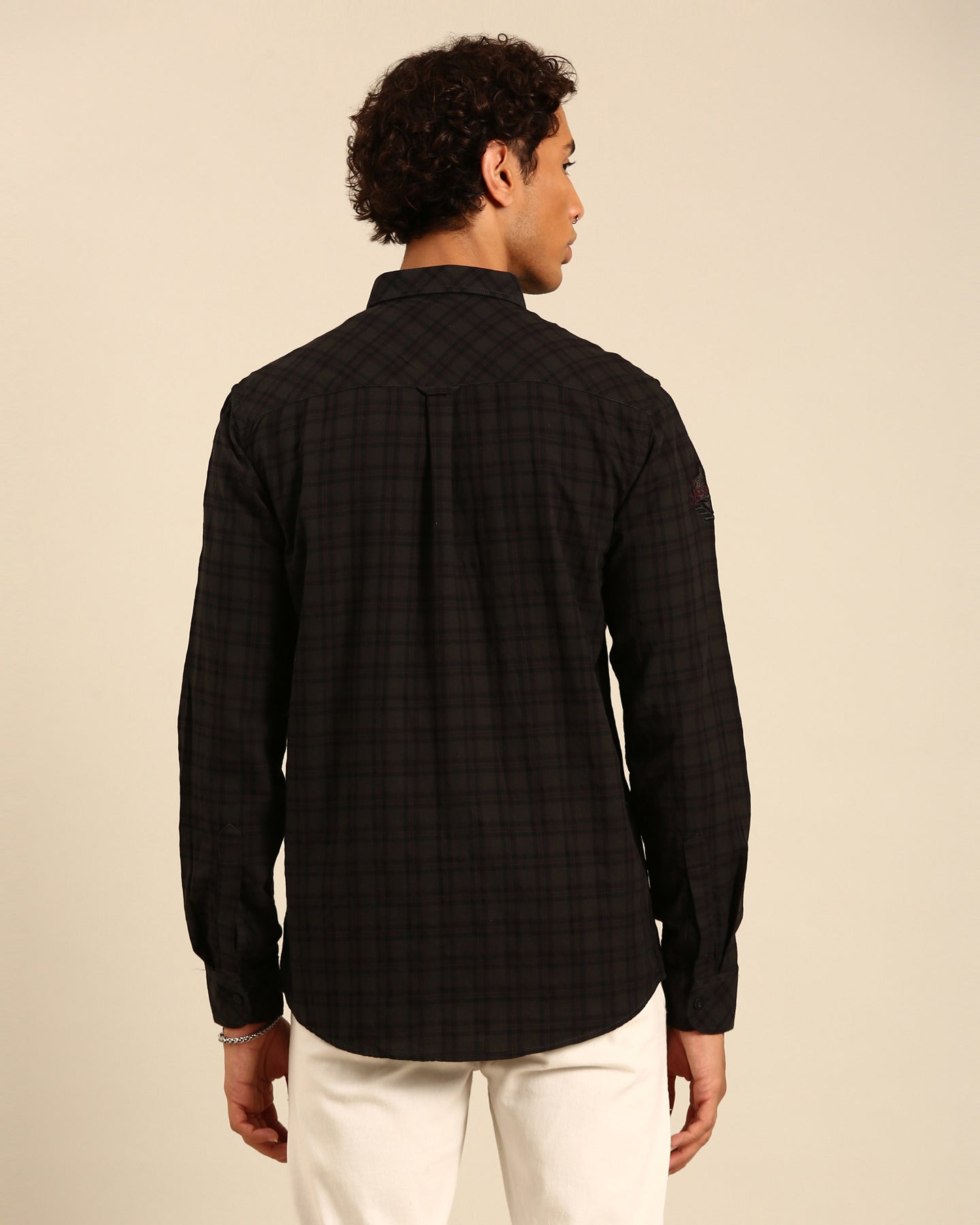 Over Yarn Dyed Tartan Plaid Navy Blue Full Sleeve Shirt
