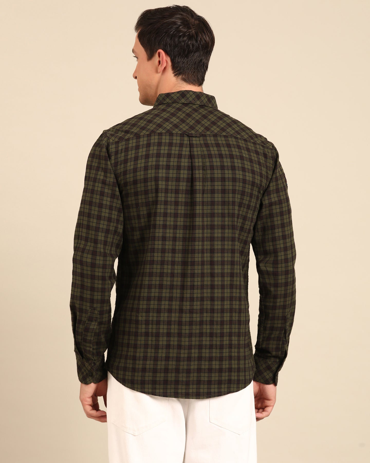 Over Yarn Dyed Tartan Plaid Olive-Maroon Full Sleeve Shirt