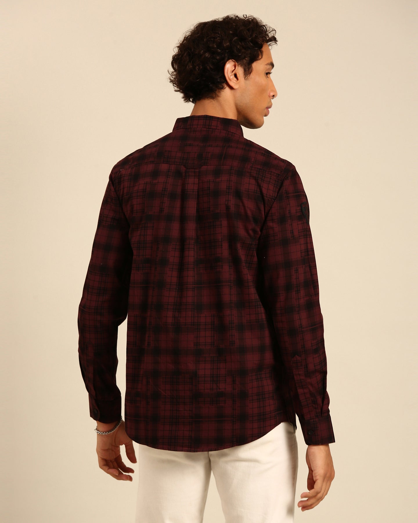 Corduroy Full Sleeve Maroon And Black Tartan Plaid Checks