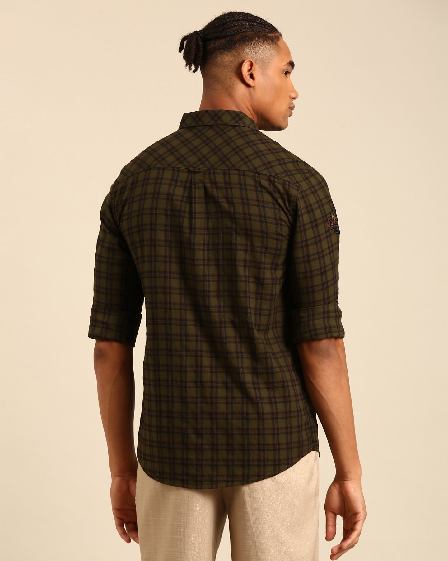Over Yarn Dyed Tartan Plaid Olive GreenFull Sleeve Shirt