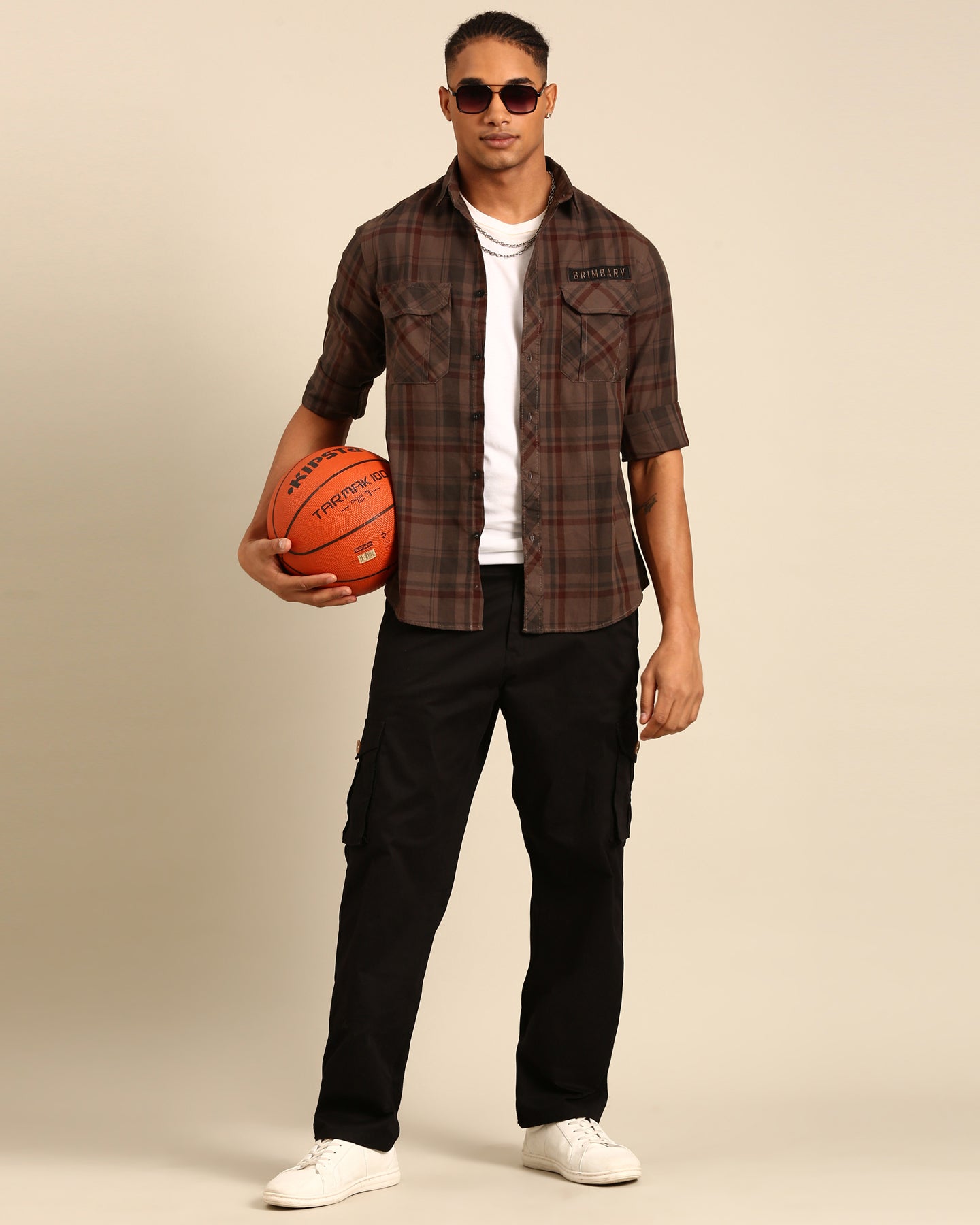 Oxford Yarn Brown-Maroon Tartan Plaid Checkered Full Sleeve Shirt