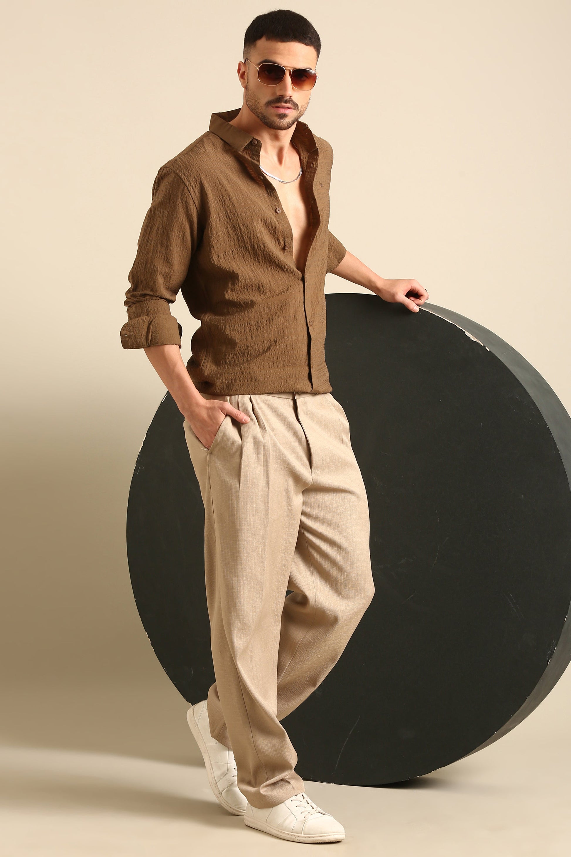 Men'S Brown Full Sleeve Shirt In Premium Imported Crush Fabric