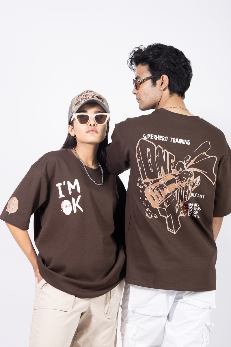 Brown Punchman Oversize Tee- Unisex