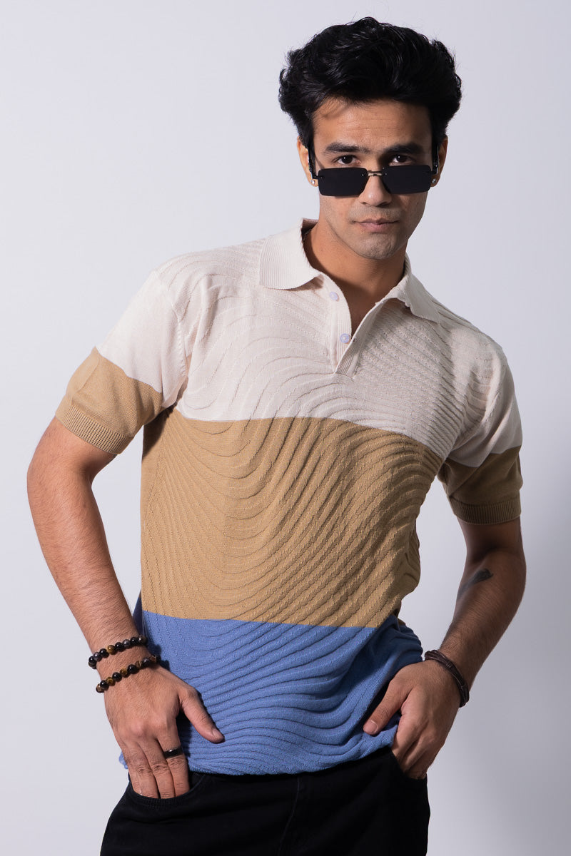 Knitted Multitonal Polo T-shirt- Unisex