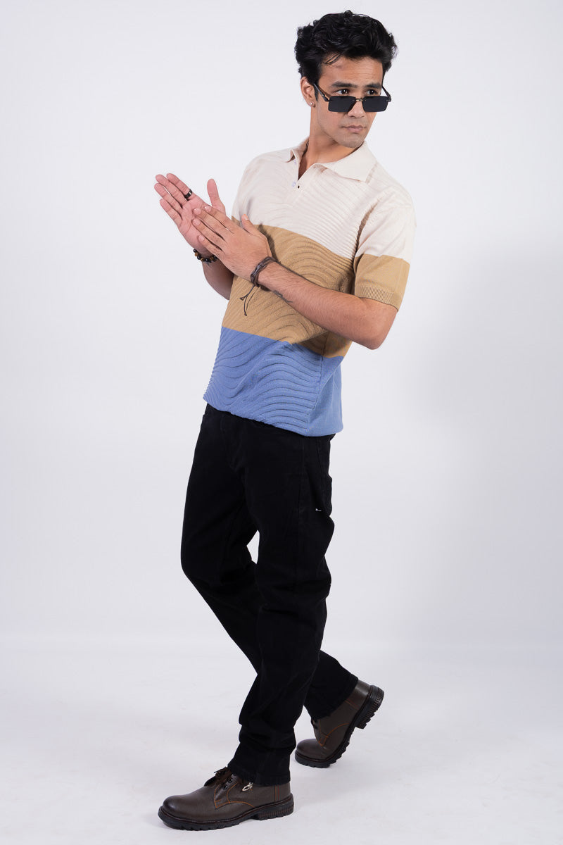 Knitted Multitonal Polo T-shirt- Unisex