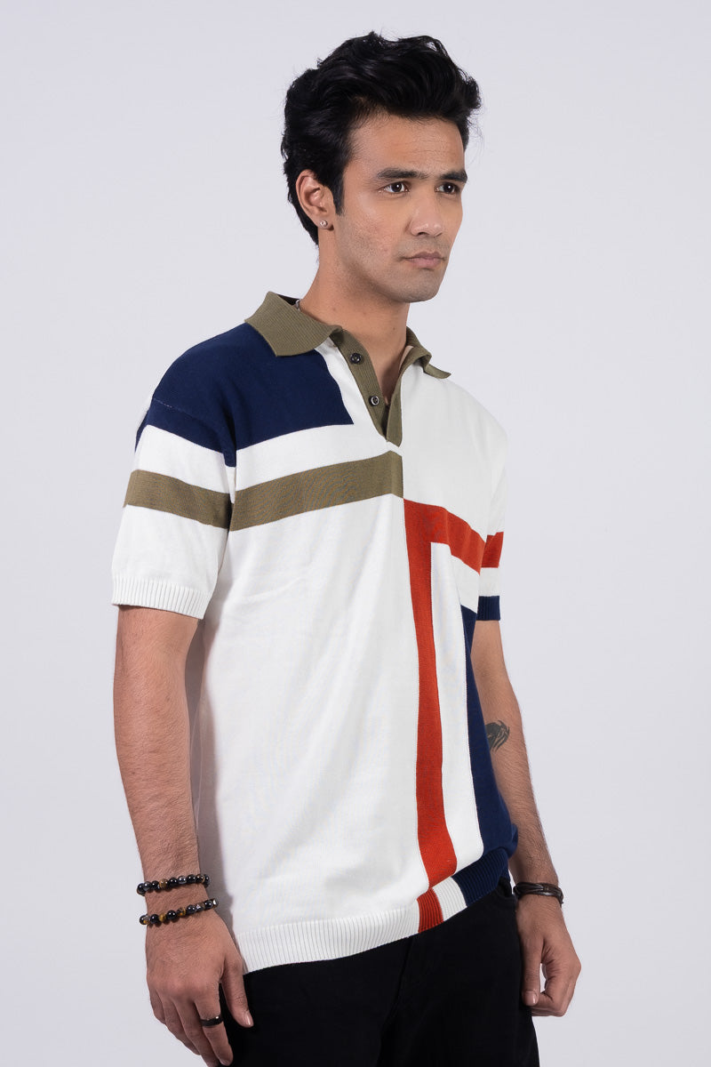 Knitted Unisex Polo T-shirt - White