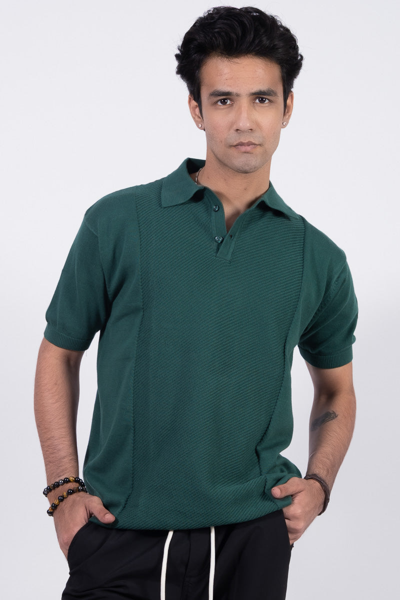 Knitted Green Polo Unisex T-shirt