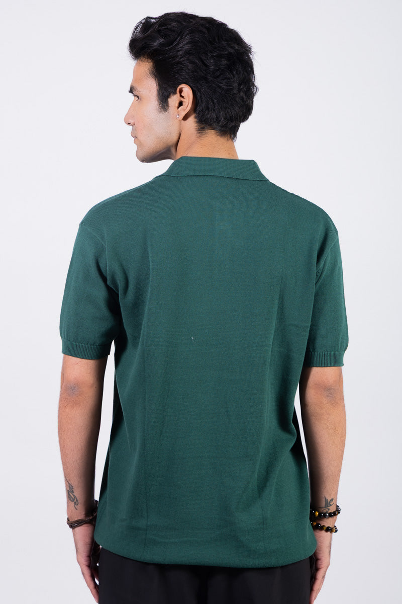 Knitted Green Polo Unisex T-shirt