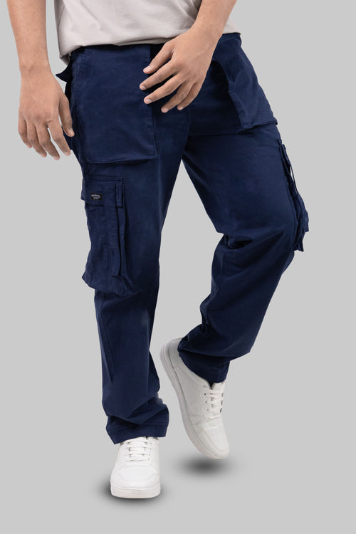 ?Ž£Durable Men?Ž“s Blue Cargo Pants with Reinforced Knees