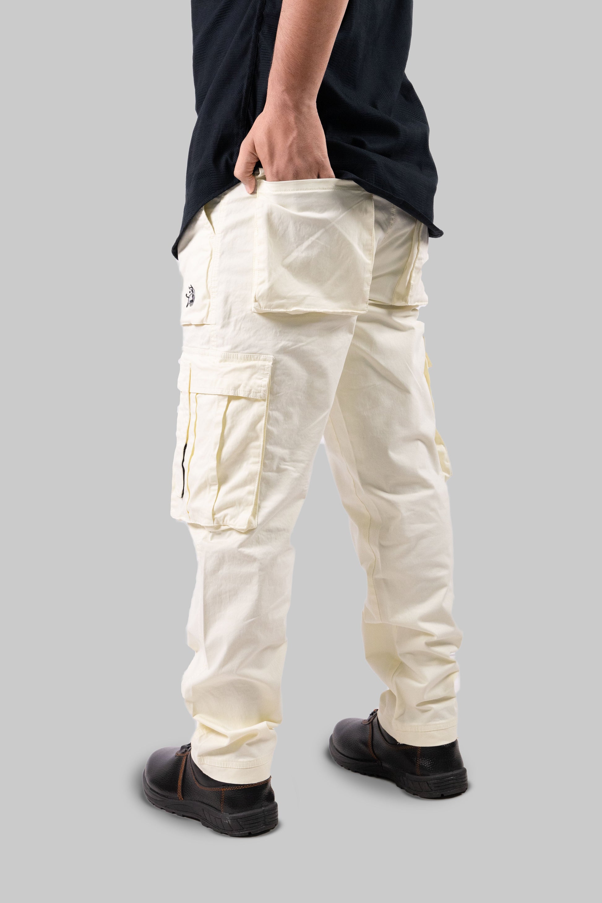 Premium Stretch Relaxed-Fit Cream Cargos