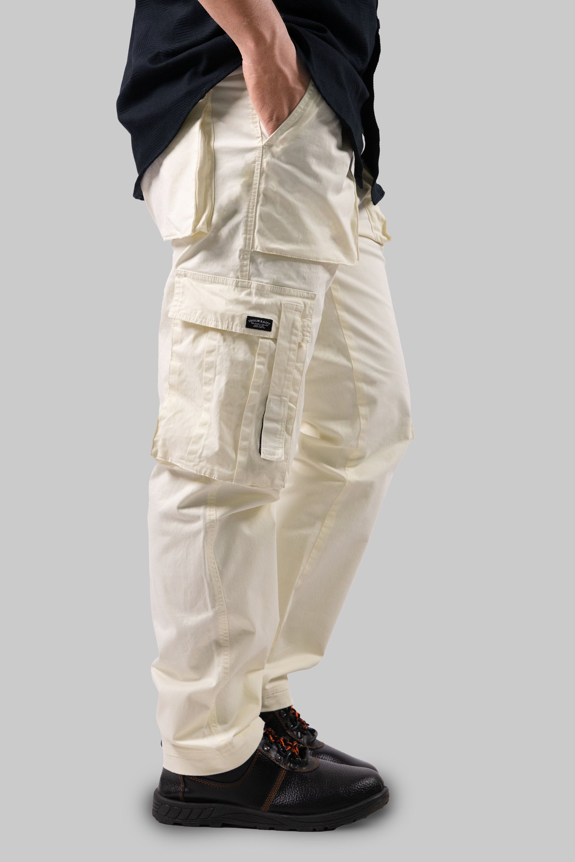Premium Stretch Relaxed-Fit Cream Cargos