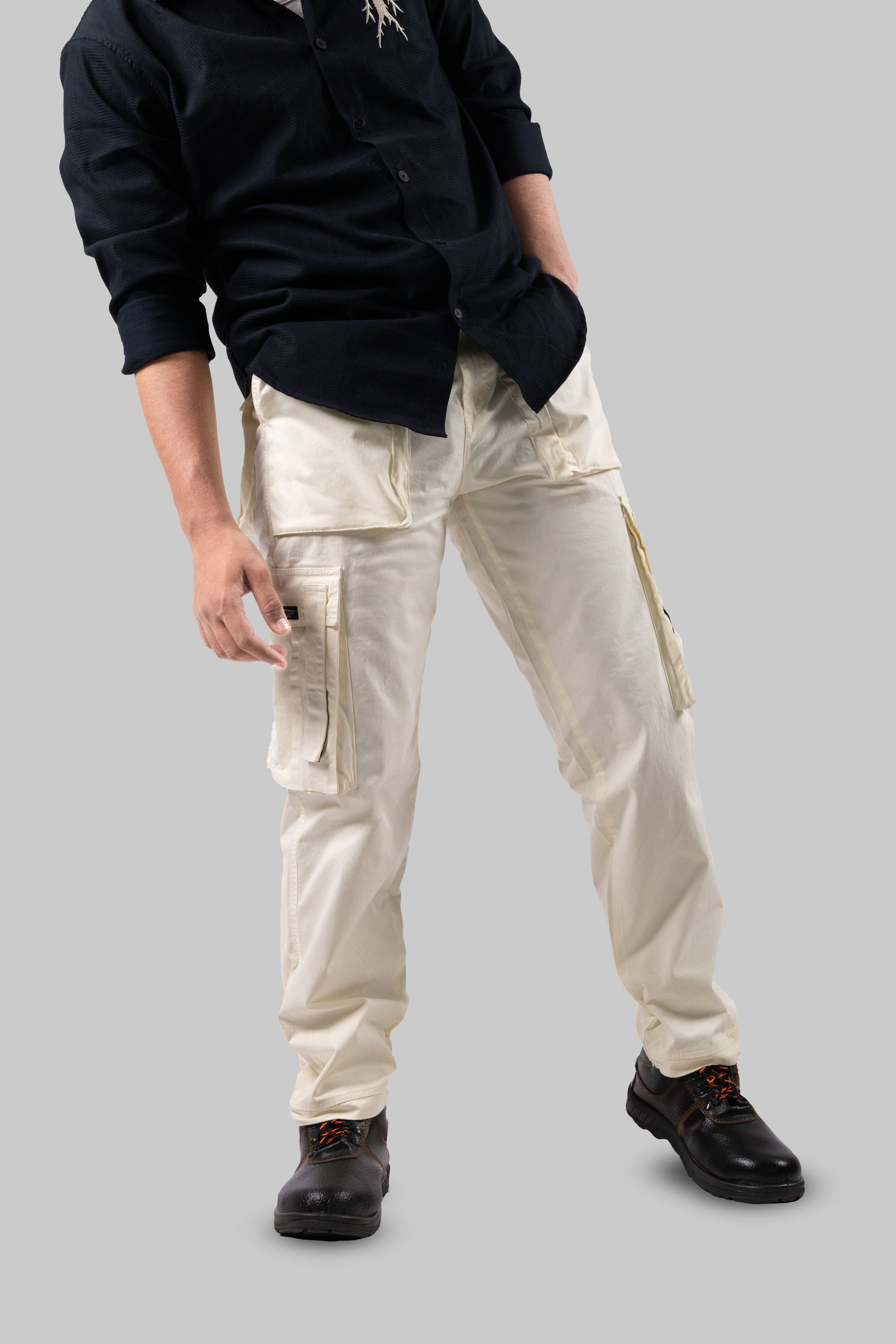 Premium Stretch Relaxed-Fit Cream Cargos